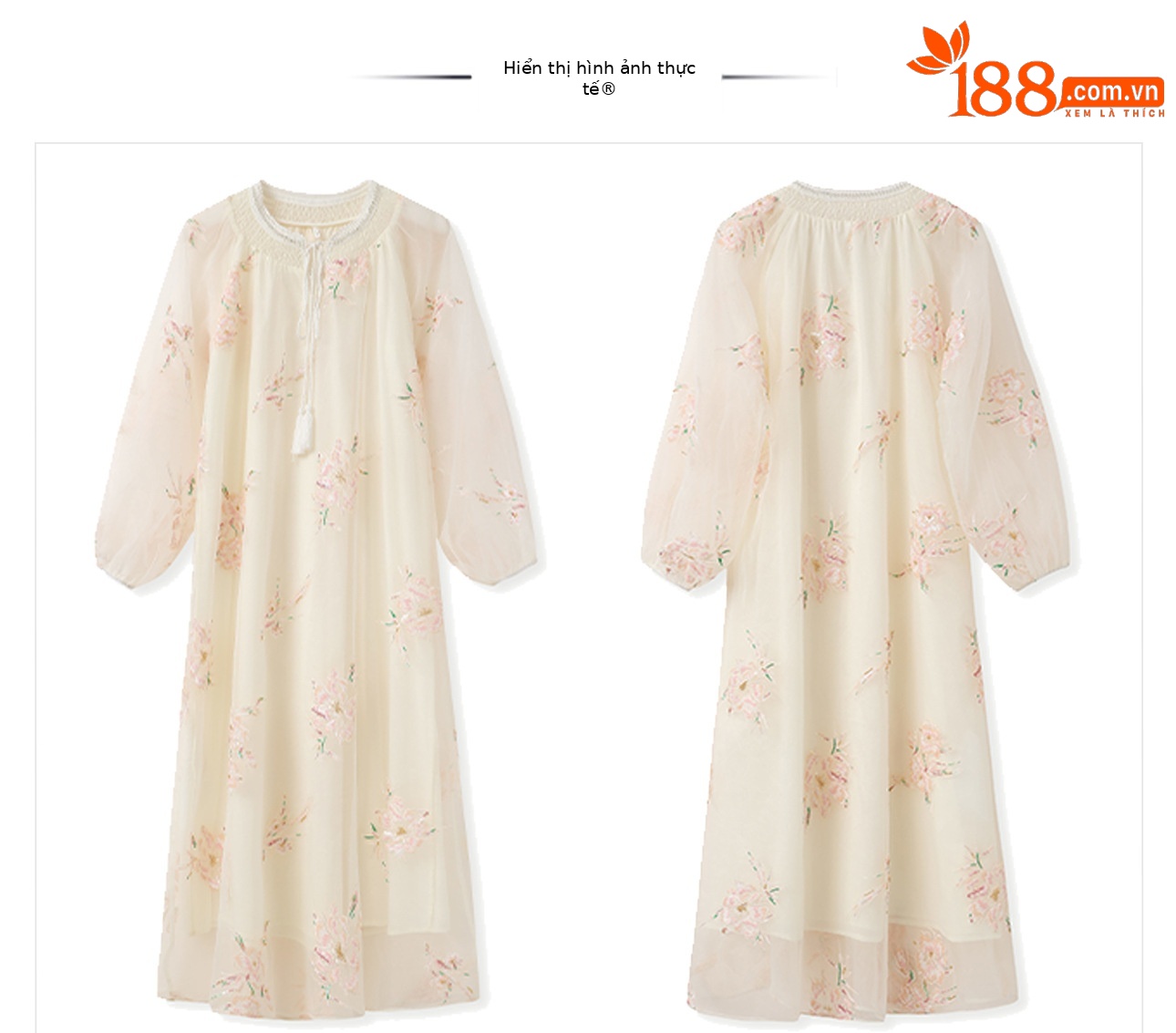 Đầm maxi nữ dài tay in họa tiết phong cách dân tộc, vạt xòe rộng N4039 — quả mơ chi tiết 17