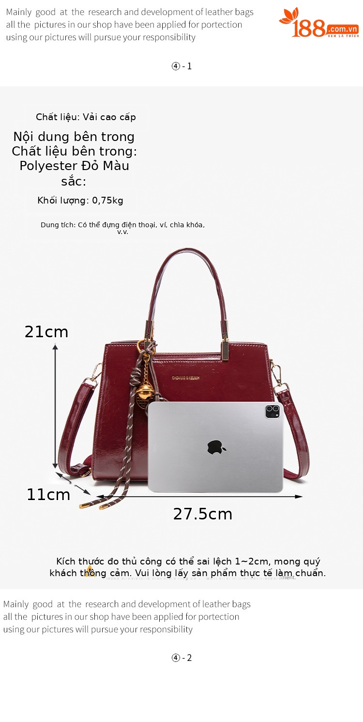 Túi tote nữ thiết kế độc đáo cao cấp dung tích lớn đeo chéo đeo vai chi tiết 7