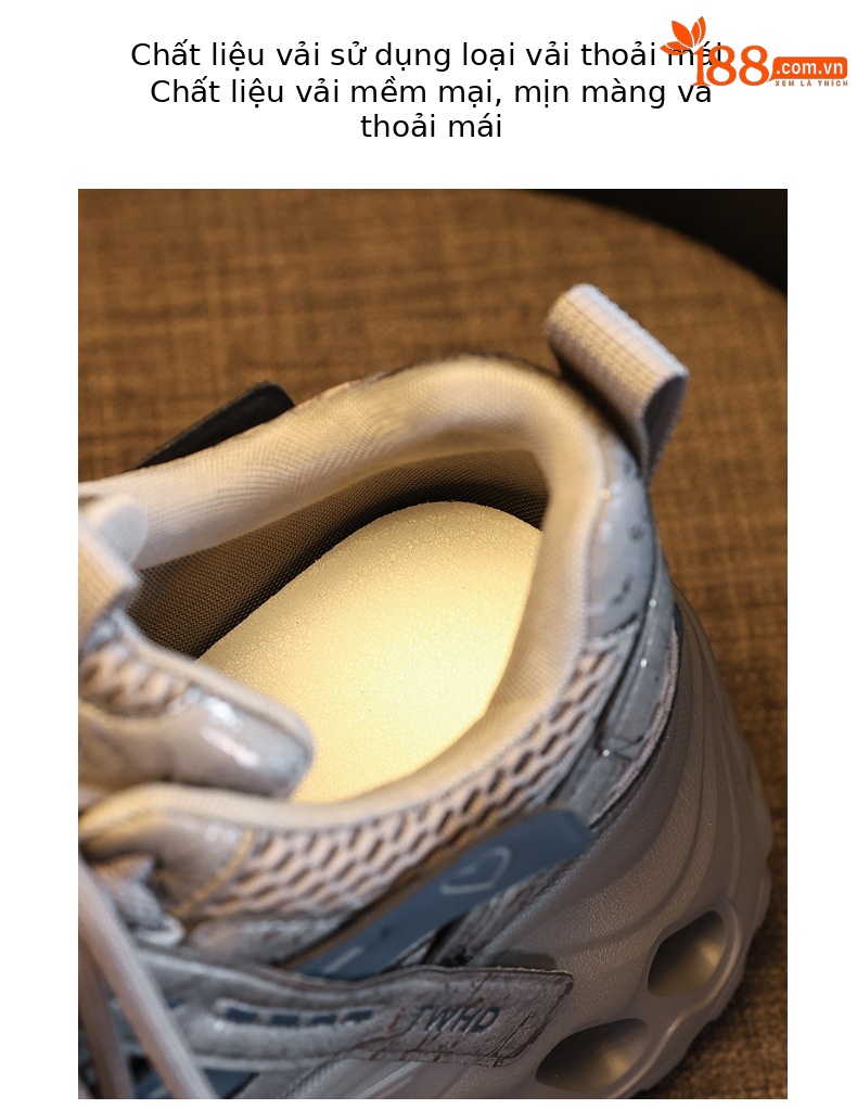 Giày sneaker nữ đế dày tăng chiều cao kiểu lỗ thời thượng — màu đen chi tiết 5
