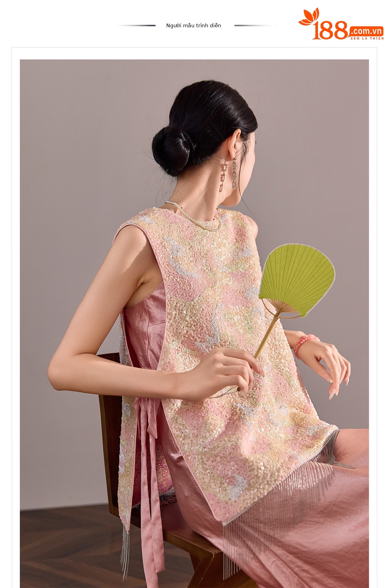 Áo vest gile nữ hai mặt phối ren đính cườm phong cách Trung Hoa mới mùa hè N2078 — Phối màu [mặc hai mặt] chi tiết 1
