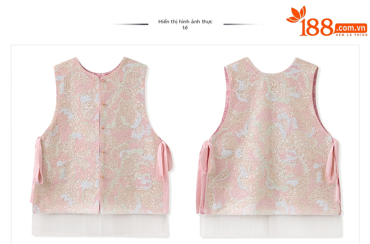 Áo vest gile nữ hai mặt phối ren đính cườm phong cách Trung Hoa mới mùa hè N2078 — Phối màu [mặc hai mặt] chi tiết 20