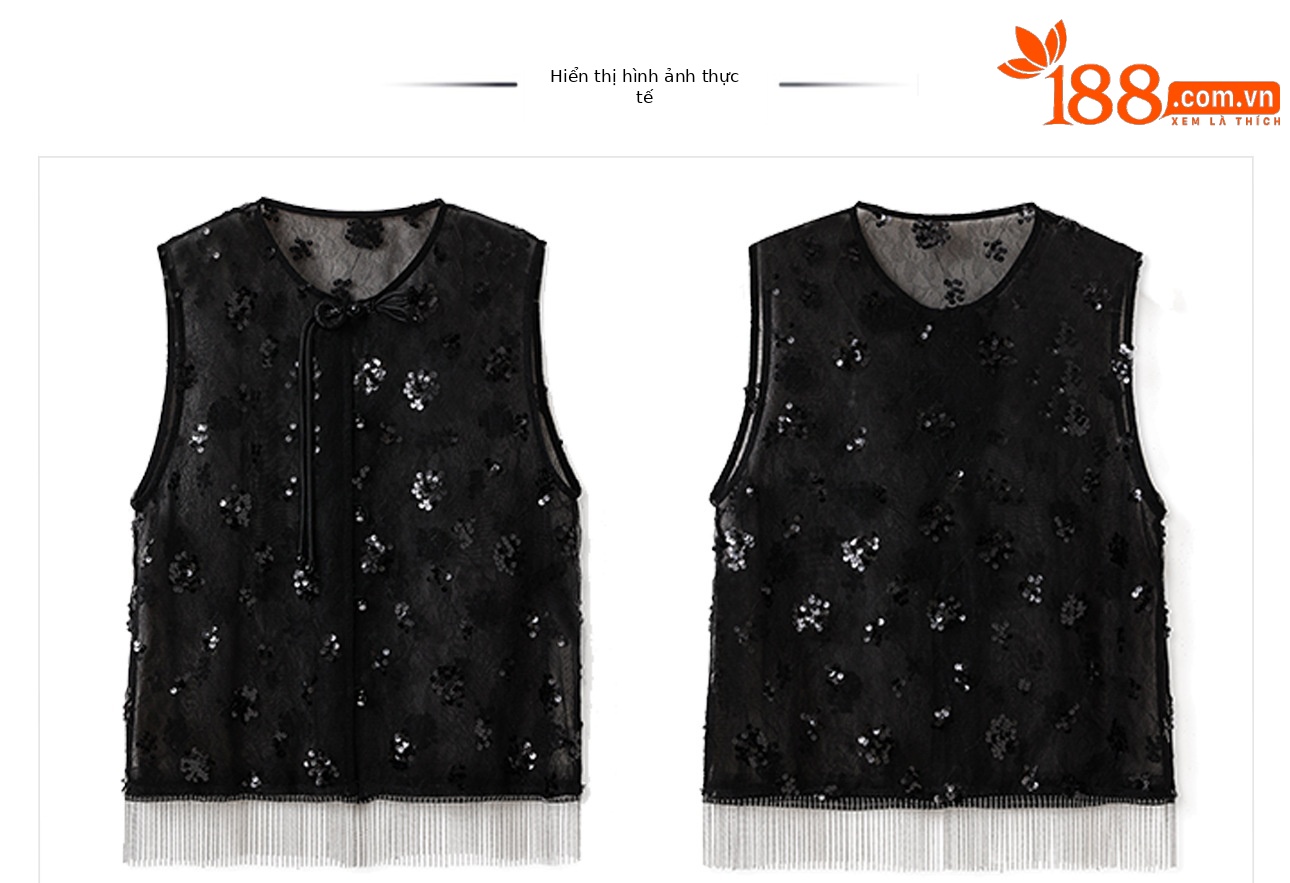 Áo vest không tay phong cách Trung Hoa thêu hoa văn tua rua cao cấp ZX N4027 — Màu đen cao cấp chi tiết 18