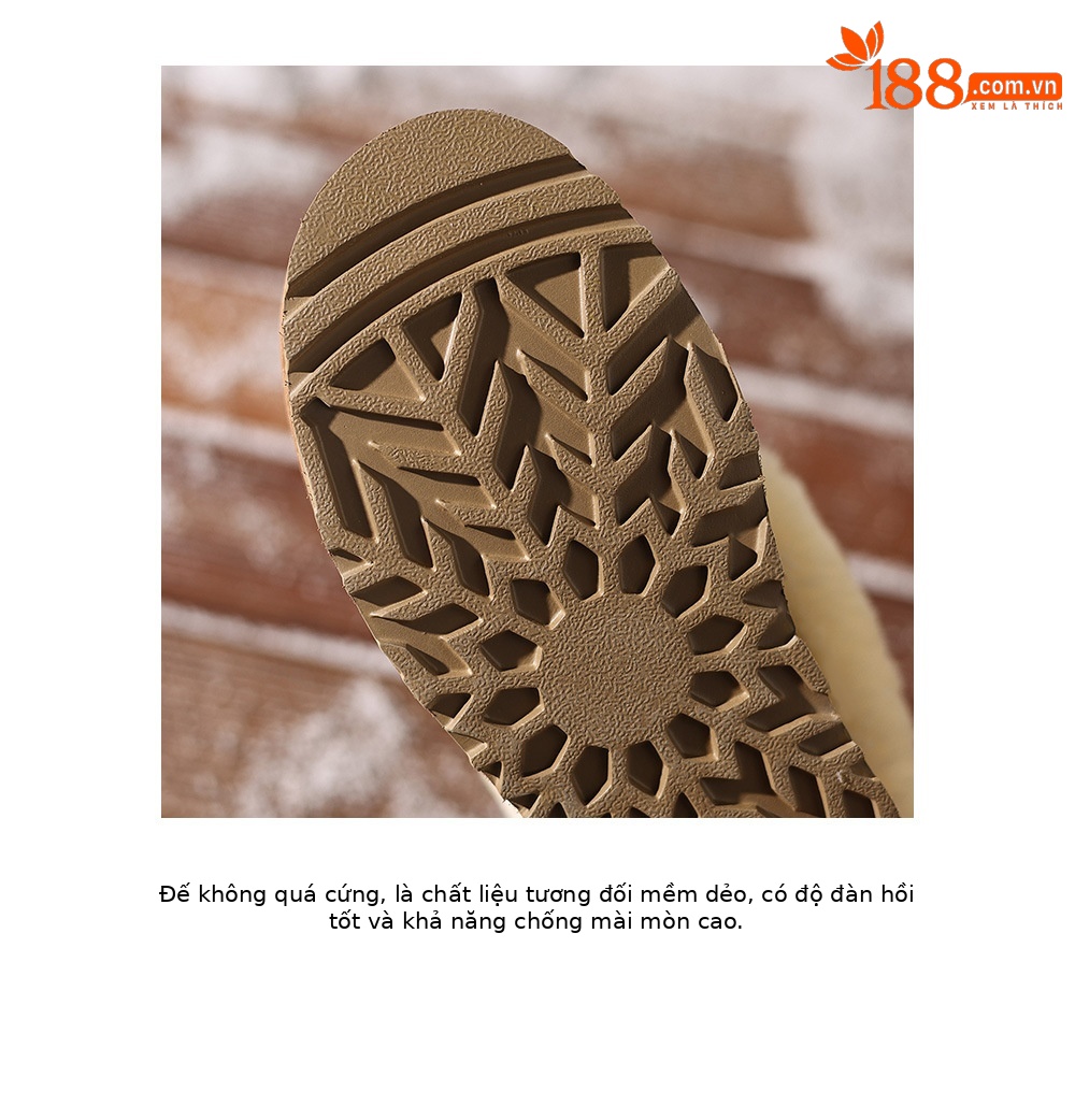 Boot tuyết nữ da cừu liền thân lót lông dày giữ ấm đế dày 4 cm — con linh dương màu nâu chi tiết 22