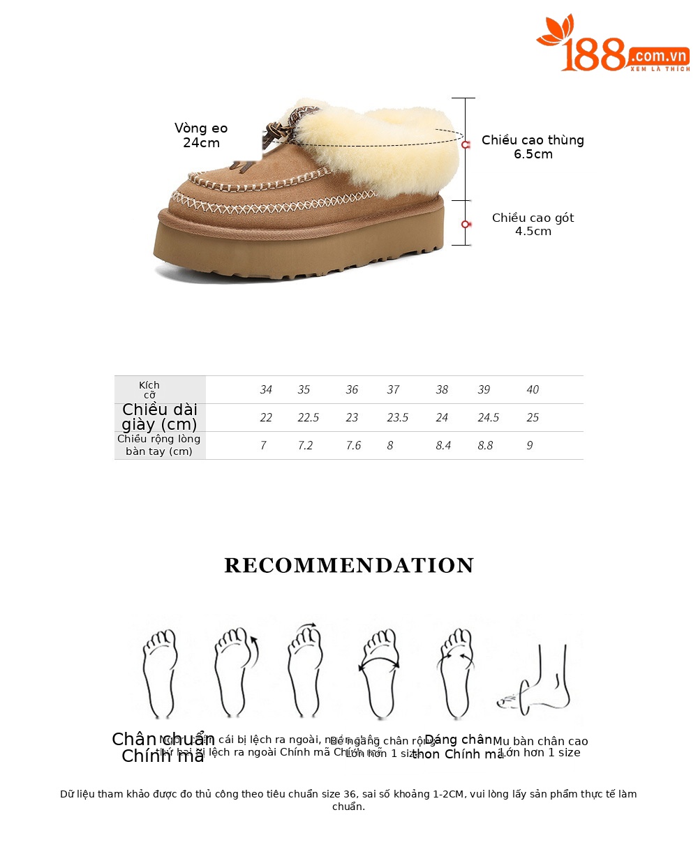Boot tuyết nữ da cừu liền thân lót lông dày giữ ấm đế dày 4 cm — con linh dương màu nâu chi tiết 4