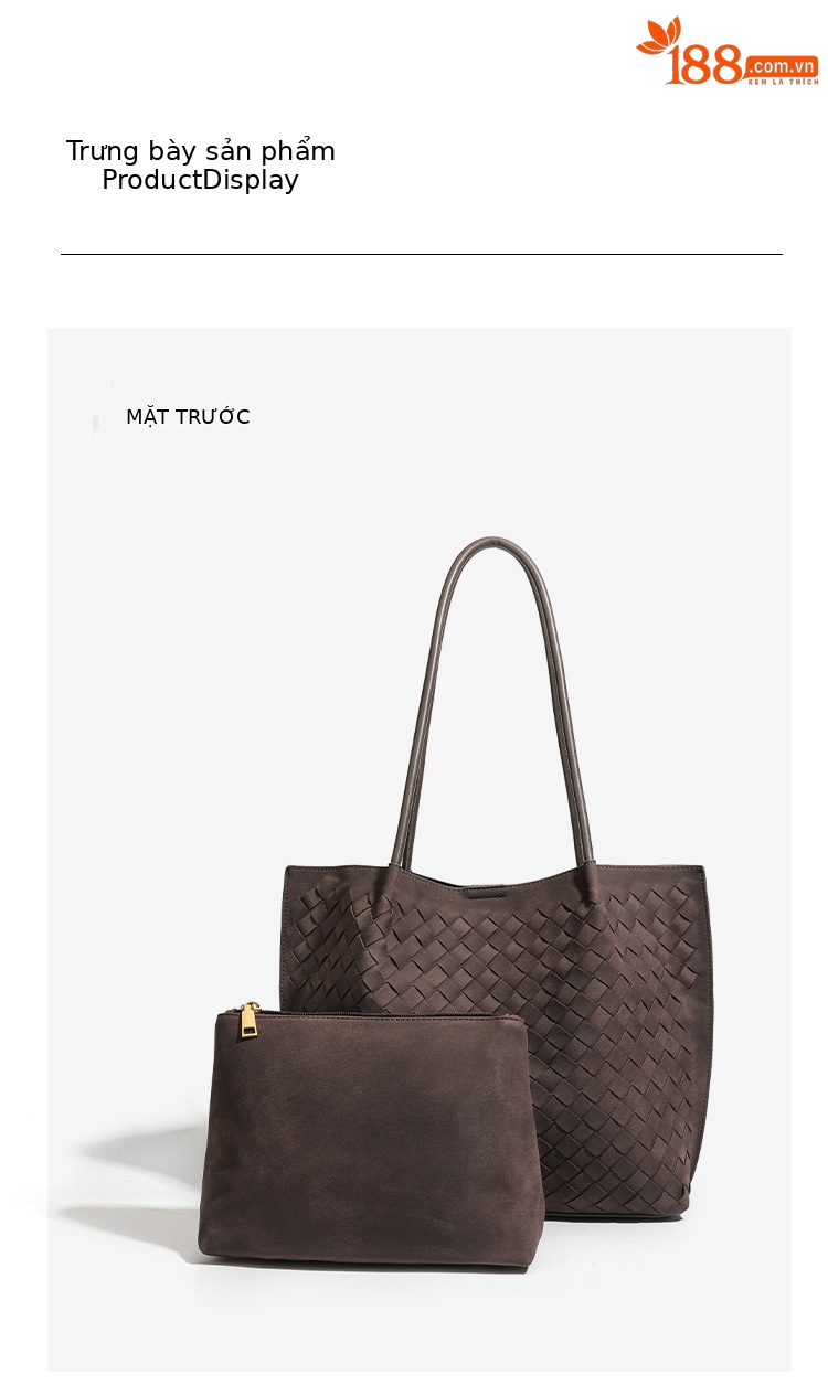 Túi tote dệt tay mờ phong cách châu Âu sức chứa lớn đeo vai đơn nách retro chi tiết 14