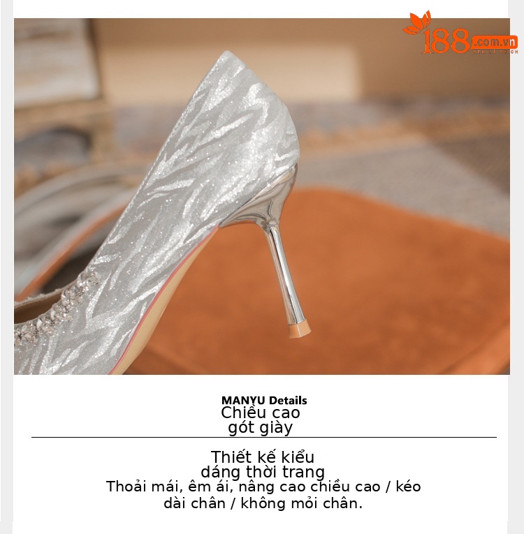 Giày cưới Jingang H8093/H6093 mũi nhọn gót 6 cm cho nữ — Rượu sâm banh【 6cm 】 chi tiết 6