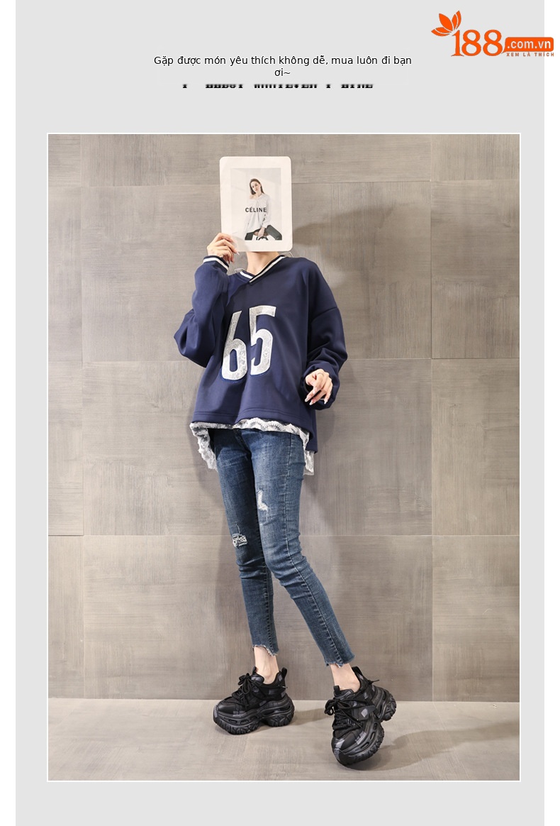 Giày sneaker nữ đế dày tăng chiều cao kiểu platform — màu đen chi tiết 6