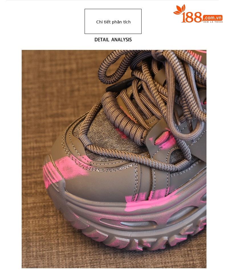 Giày sneaker nữ đế dày tăng chiều cao kiểu platform — màu đen chi tiết 7