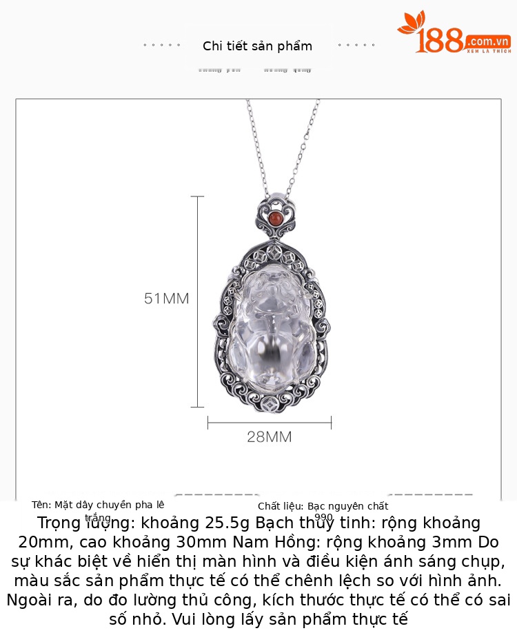 Mặt dây chuyền bạc S990 hình Tỳ Hưu phong cách Trung Hoa cổ điển, đính pha lê trắng và đá mã não đỏ — Mặt dây chuyền đơn (không bao gồm dây chuyền) chi tiết 2