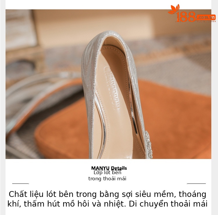 Giày cao gót nữ mũi nhọn gót dày Jingang H8097/H6097, gót 6 cm, phong cách Pháp — Rượu sâm banh【 6cm 】 chi tiết 5