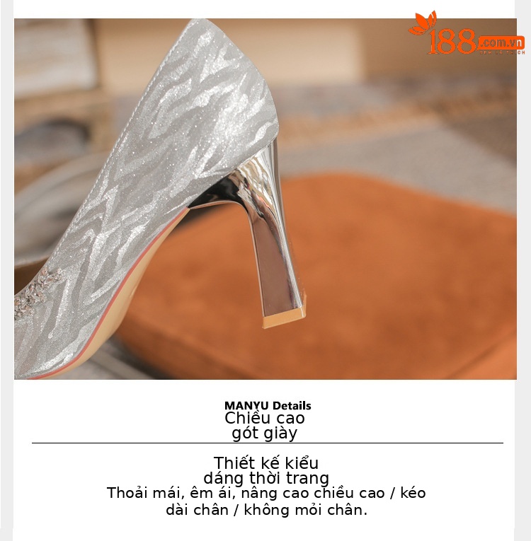 Giày cao gót nữ mũi nhọn gót dày Jingang H8097/H6097, gót 6 cm, phong cách Pháp — Rượu sâm banh【 6cm 】 chi tiết 6