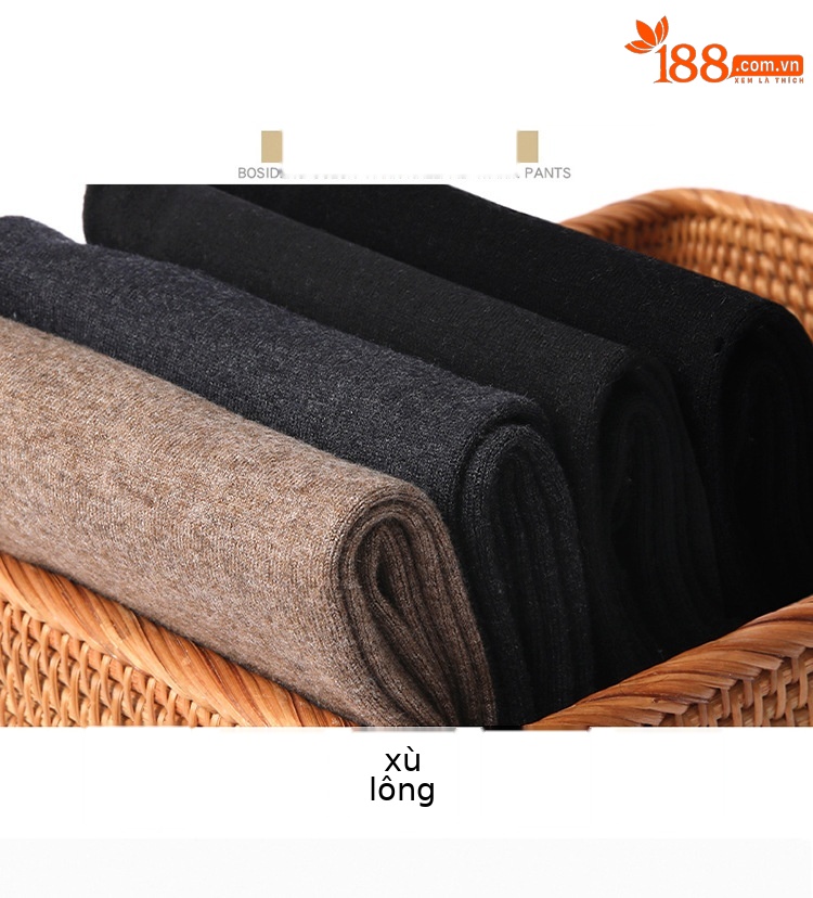 Quần len nam mùa thu đông dày ấm, lưng cao, chất cashmere legging — Màu xám đậm của nam giới chi tiết 3
