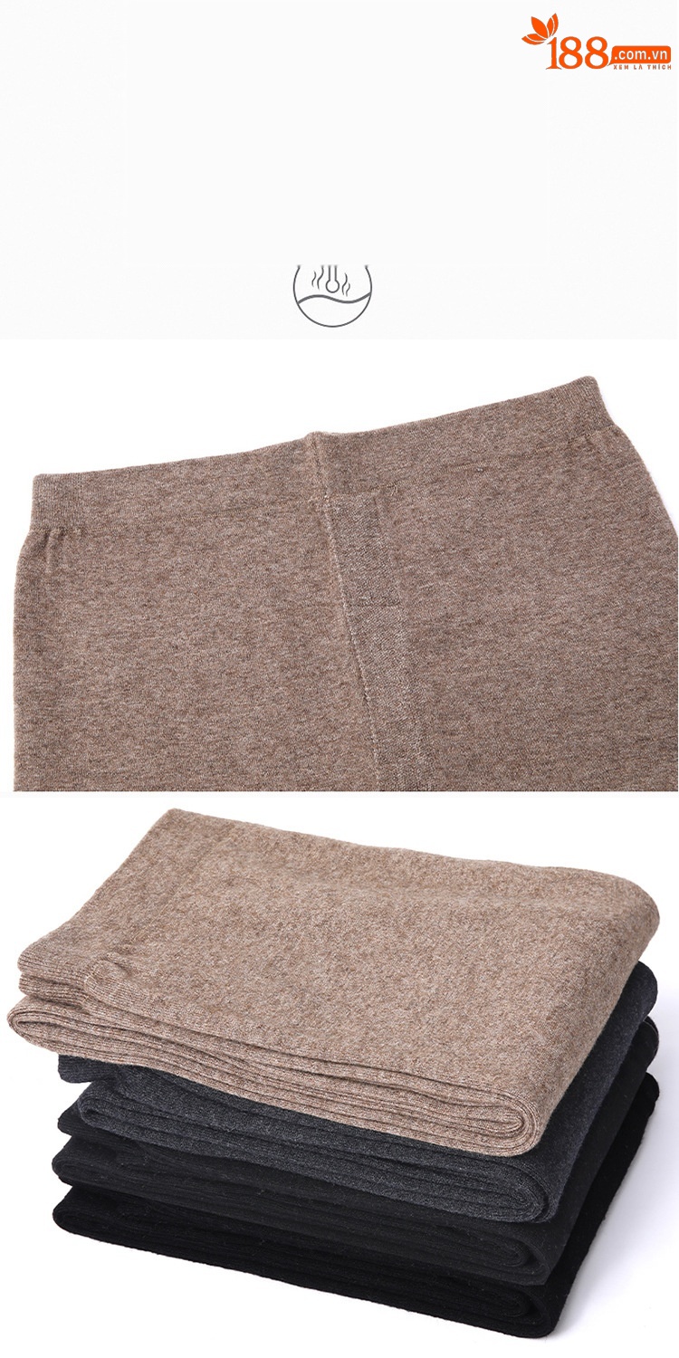 Quần len nam mùa thu đông dày ấm, lưng cao, chất cashmere legging — Màu xám đậm của nam giới chi tiết 4