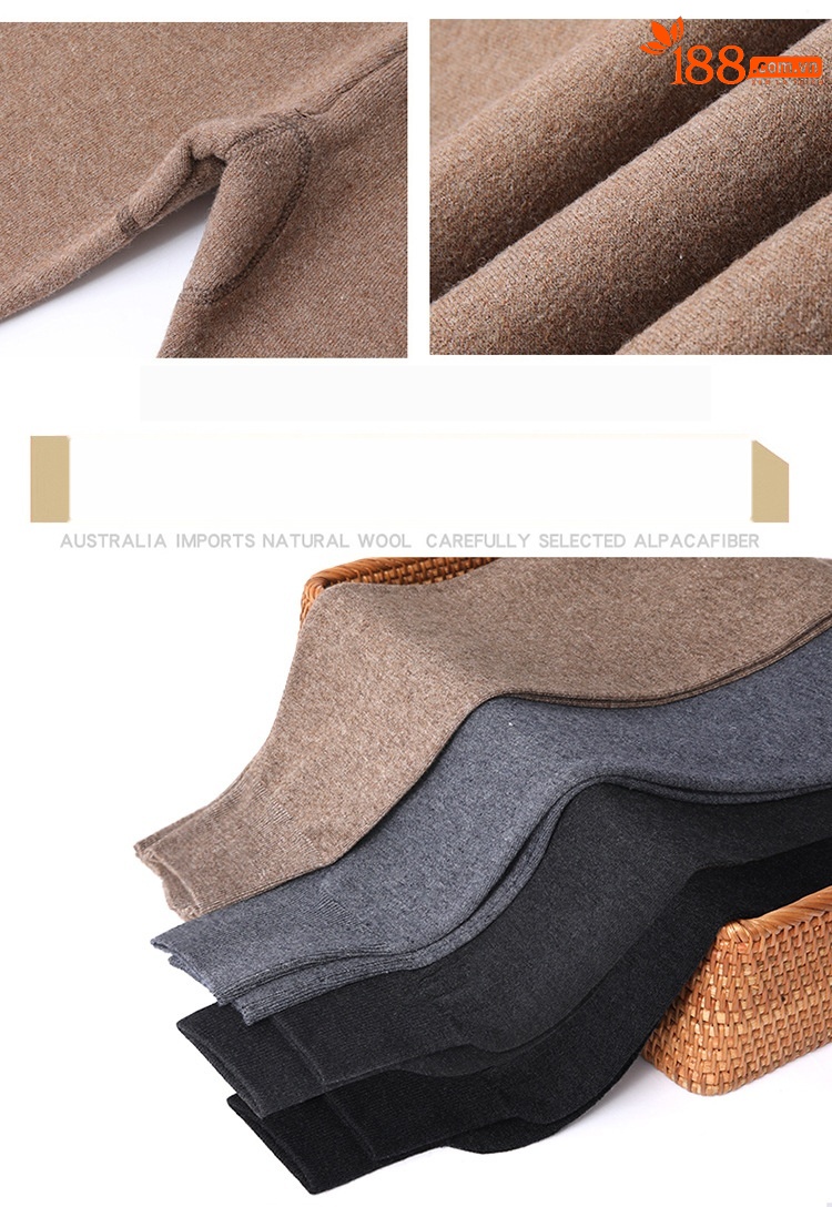 Quần len nam mùa thu đông dày ấm, lưng cao, chất cashmere legging — Màu xám đậm của nam giới chi tiết 5