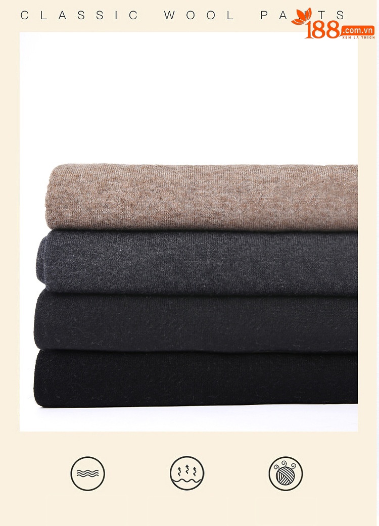 Quần len nam mùa thu đông dày ấm, lưng cao, chất cashmere legging — Màu xám đậm của nam giới chi tiết 7