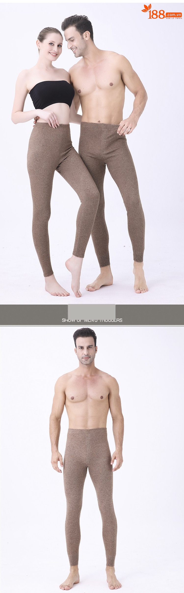 Quần len nam mùa thu đông dày ấm, lưng cao, chất cashmere legging — Màu xám đậm của nam giới chi tiết 9