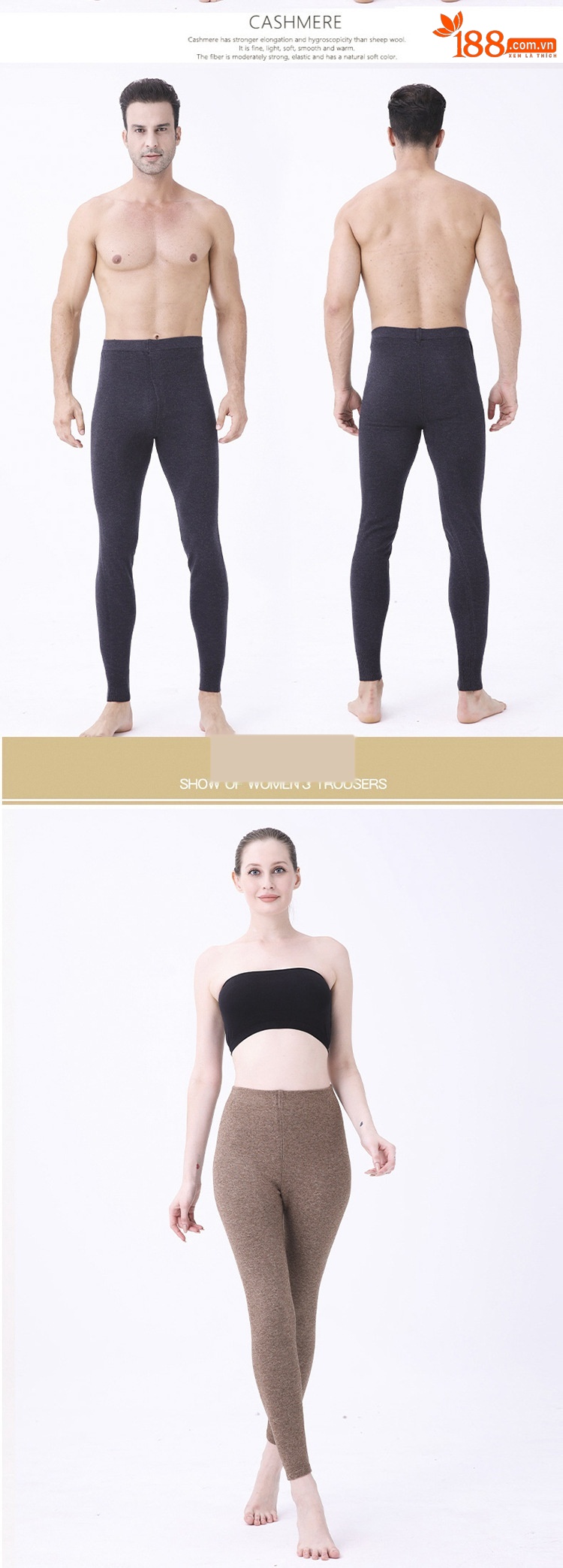 Quần len nam mùa thu đông dày ấm, lưng cao, chất cashmere legging — Màu xám đậm của nam giới chi tiết 11