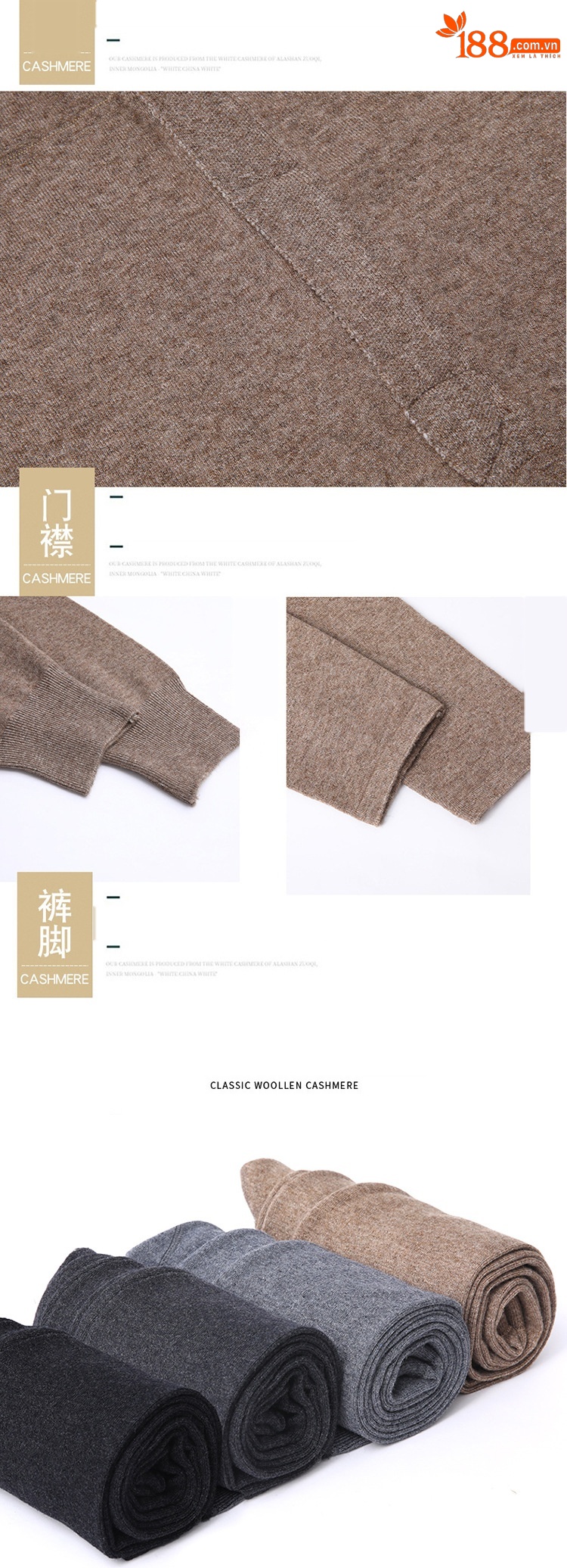 Quần len nam mùa thu đông dày ấm, lưng cao, chất cashmere legging — Màu xám đậm của nam giới chi tiết 19