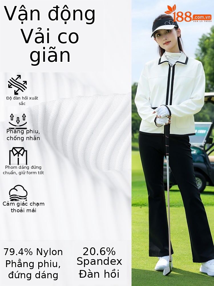 Áo khoác thể thao ngắn nữ PGM Golf dáng parka mùa thu đông — Áo khoác màu xanh nhạt [ve áo nhỏ thơm/cổ tay tương phản/vải co giãn] YF847