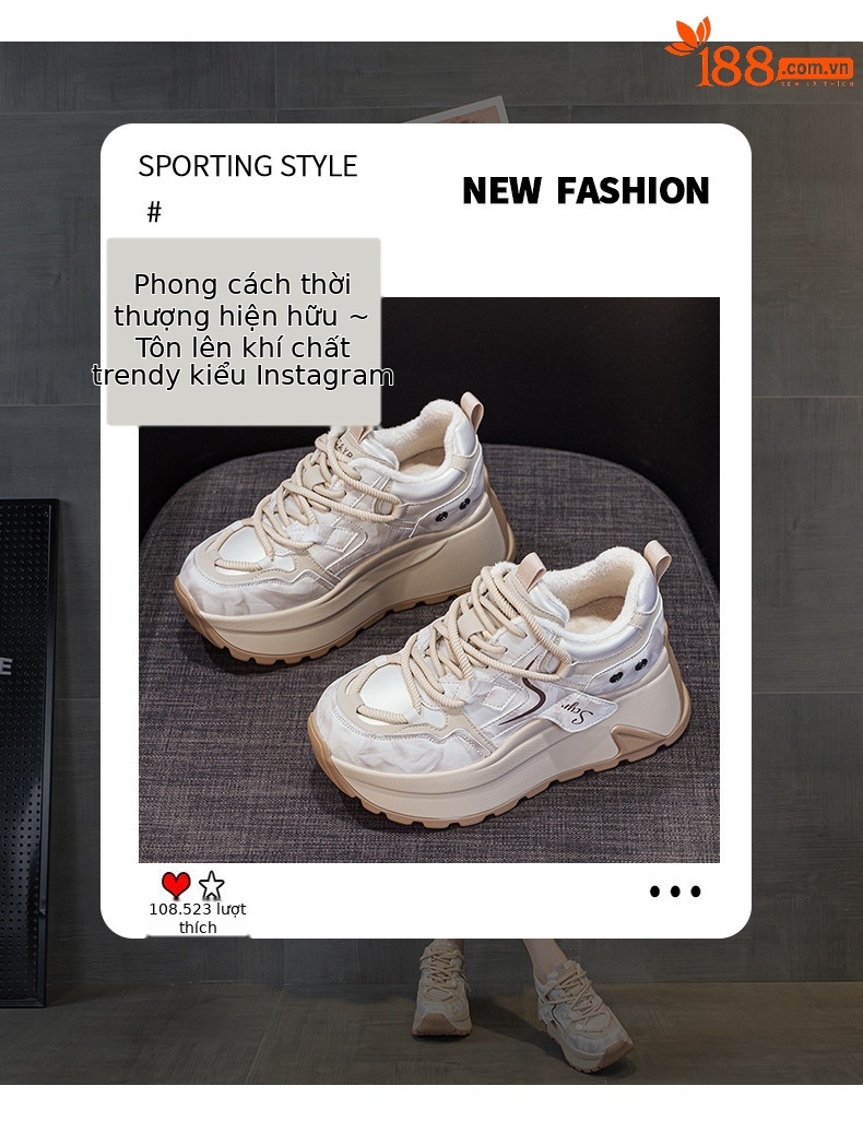 Giày sneaker nữ đế xuồng chunky phong cách retro, phối màu trẻ trung — M2977-1 plus màu trà sữa nhung, M2977-1 plus nhung màu mơ, M2977-1 plus nhung xám, M2977 lớp lót đơn màu mơ chi tiết 3