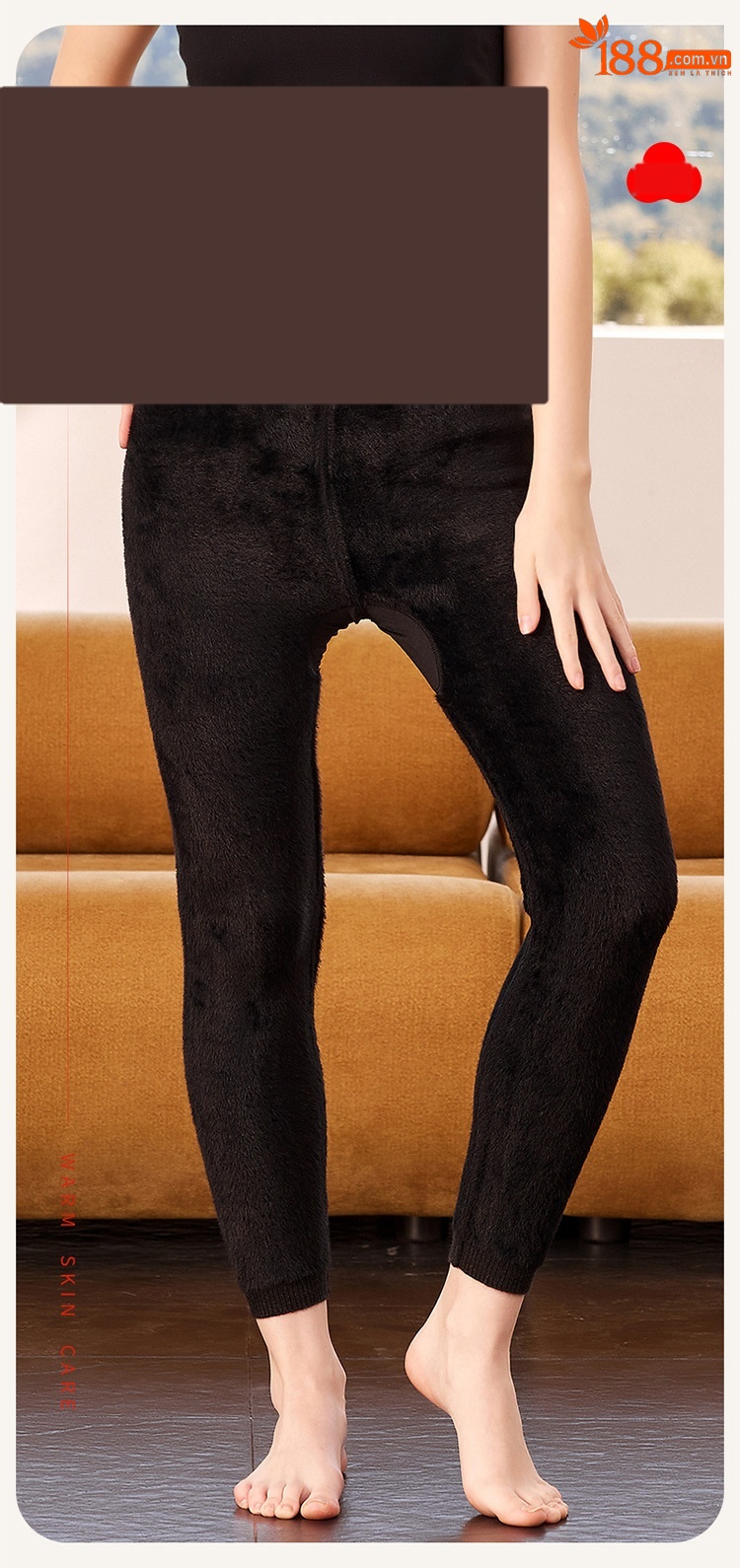 Quần legging nữ len cashmere dày dặn giữ nhiệt lưng cao — phụ nữ da đen chi tiết 5