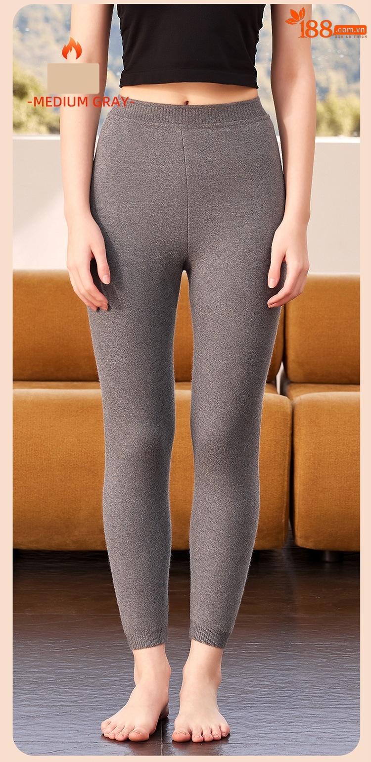 Quần legging nữ len cashmere dày dặn giữ nhiệt lưng cao — phụ nữ da đen chi tiết 11