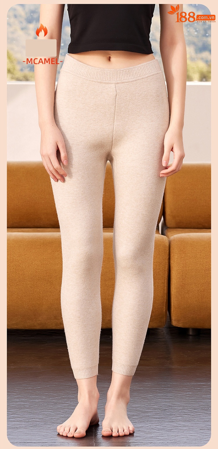 Quần legging nữ len cashmere dày dặn giữ nhiệt lưng cao — phụ nữ da đen chi tiết 12