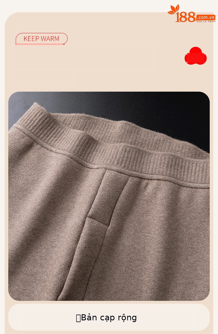 Quần len cashmere lót lông cừu dày ấm mùa đông Hengyuanxiang — màu xám của nam giới chi tiết 9