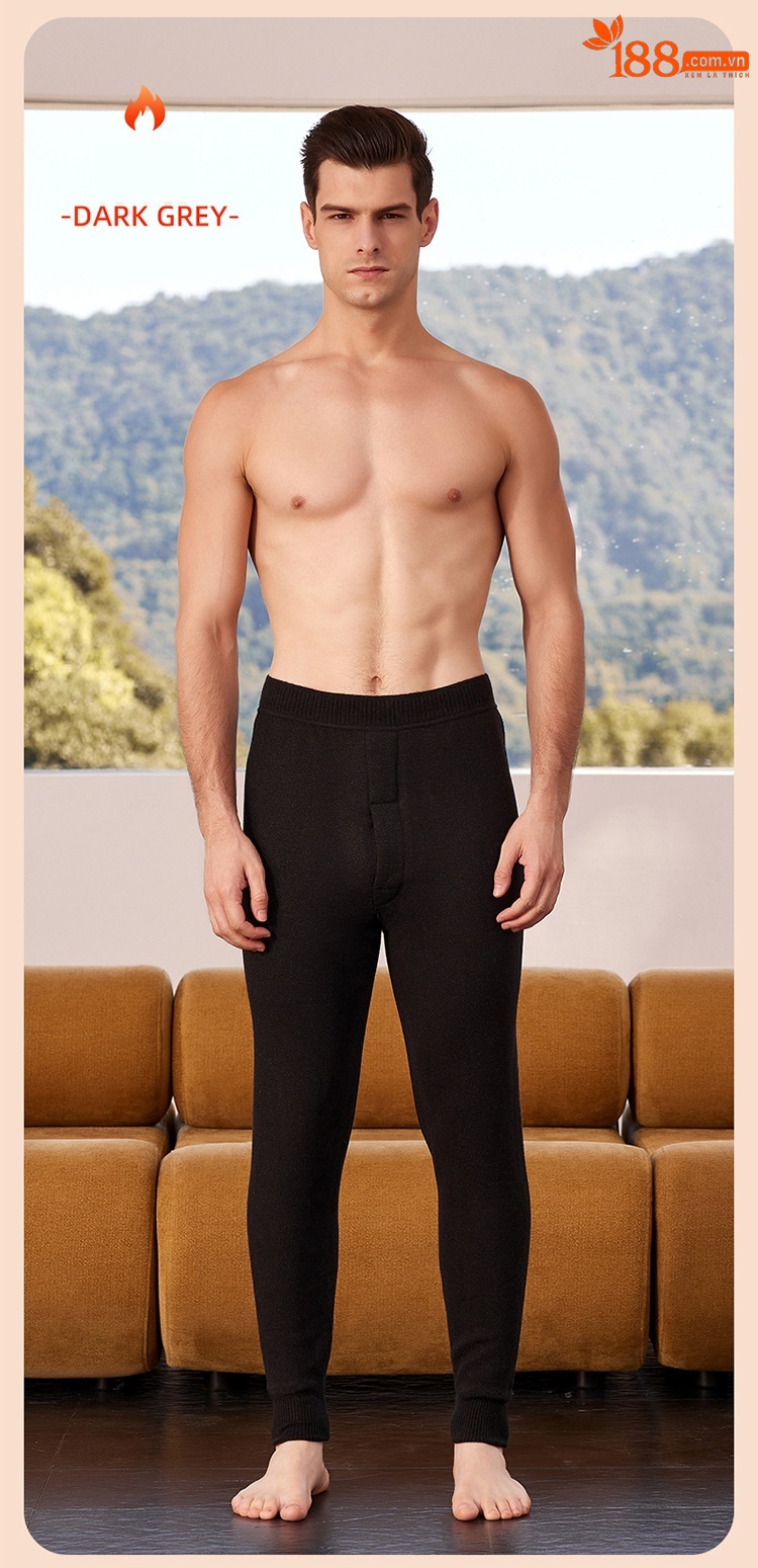 Quần len cashmere lót lông cừu dày ấm mùa đông Hengyuanxiang — màu xám của nam giới chi tiết 15