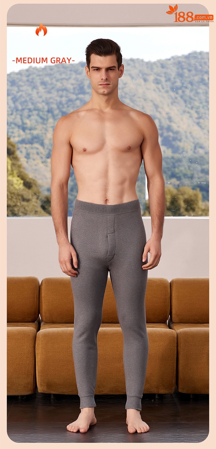 Quần len cashmere lót lông cừu dày ấm mùa đông Hengyuanxiang — màu xám của nam giới chi tiết 16