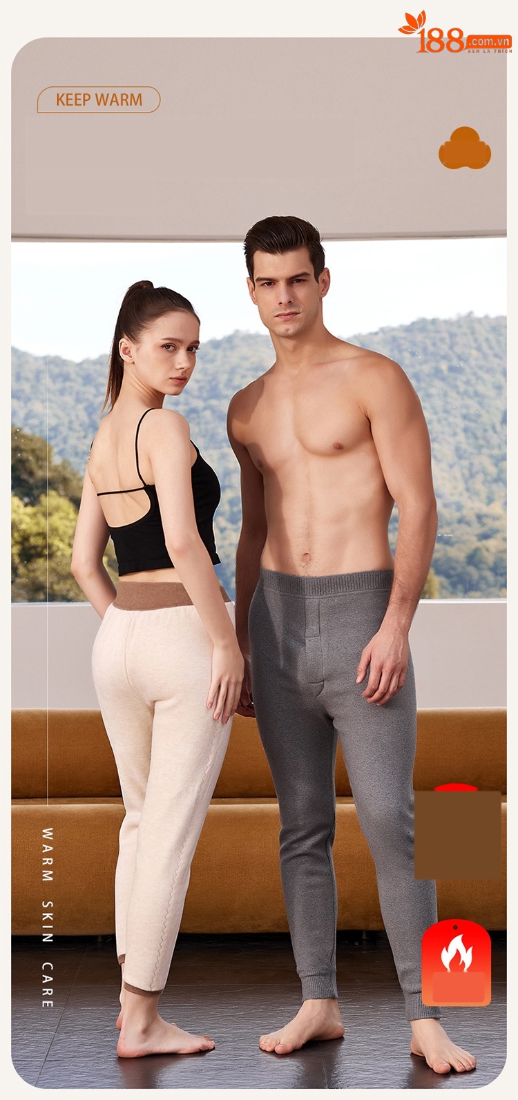 Quần len cashmere lót lông cừu dày ấm mùa đông Hengyuanxiang — màu xám của nam giới chi tiết 2