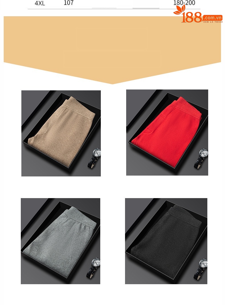 Quần legging cashmere nam nữ cao cấp lưng cao giữ ấm dệt kim — Màu xám đậm của nam giới chi tiết 4