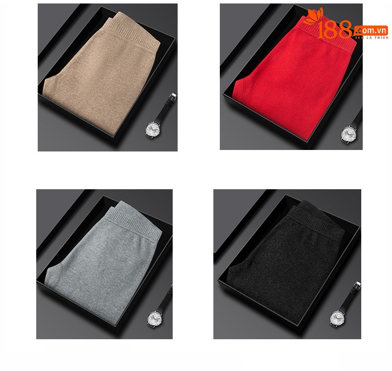 Quần legging cashmere nam nữ cao cấp lưng cao giữ ấm dệt kim — Màu xám đậm của nam giới chi tiết 5