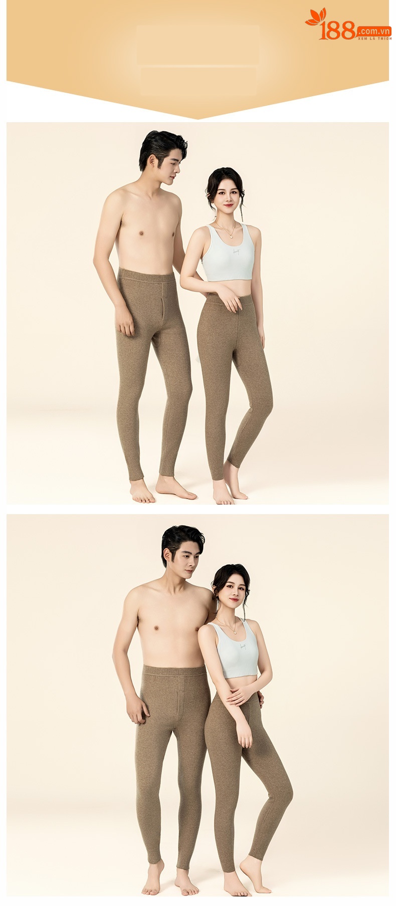 Quần legging cashmere nam nữ cao cấp lưng cao giữ ấm dệt kim — Màu xám đậm của nam giới chi tiết 6