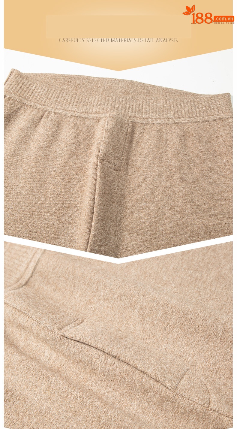 Quần legging cashmere nam nữ cao cấp lưng cao giữ ấm dệt kim — Màu xám đậm của nam giới chi tiết 24