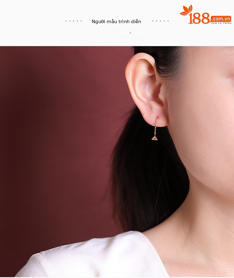 Bông tai bạc S925 hình học tròn đính đá citrine vàng đơn giản cá tính — Mẫu vàng Citrine chi tiết 7