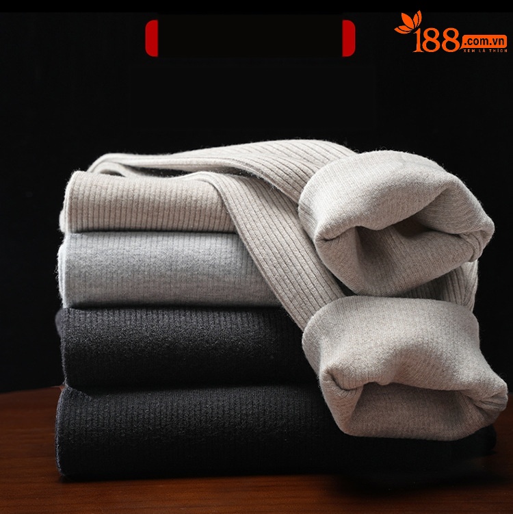 Quần len cashmere nam lưng cao dày ấm — Màu xám đậm của nam giới chi tiết 1