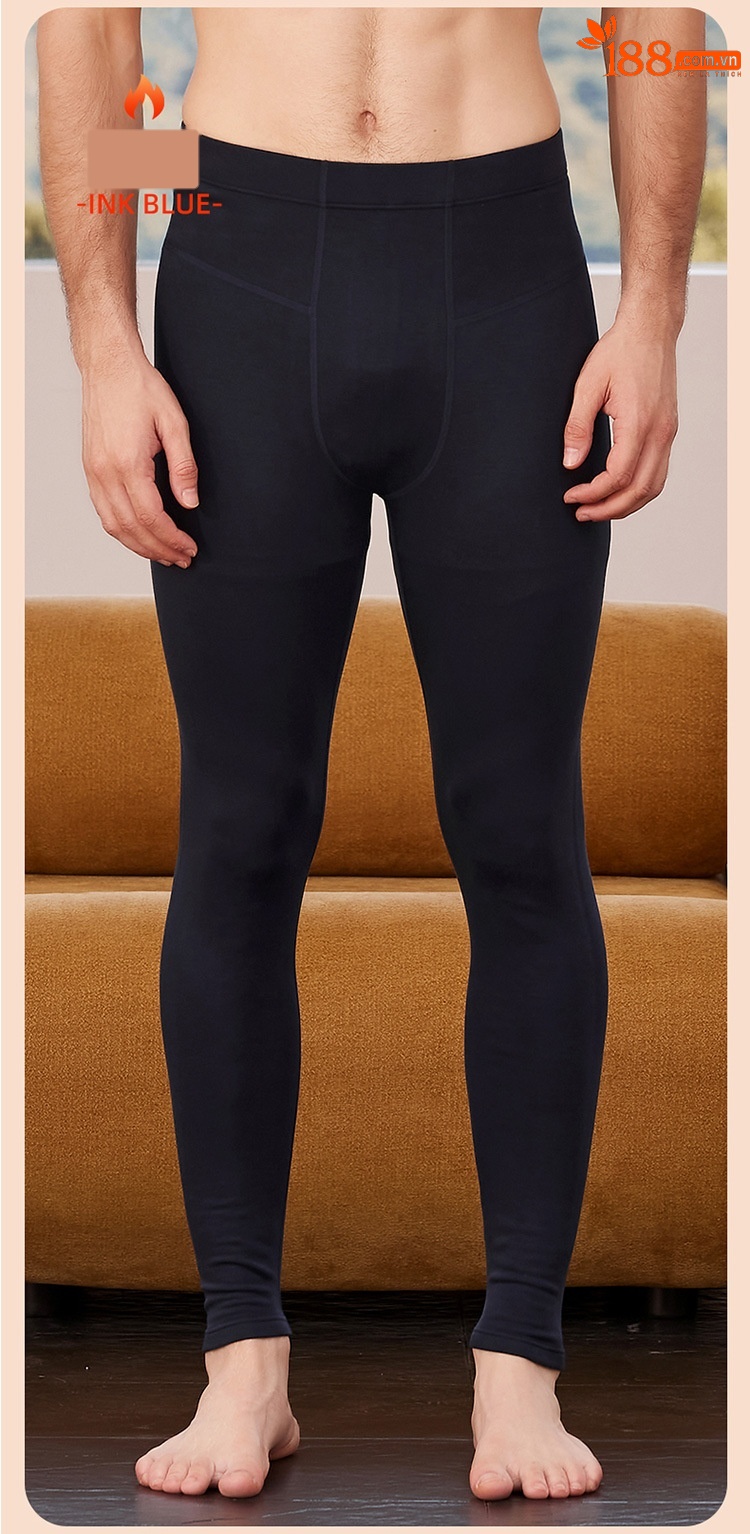 Quần legging len nguyên chất mỏng Hengyuanxiang ôm sát, giữ ấm mùa thu đông — Màu xanh hải quân nam chi tiết 14
