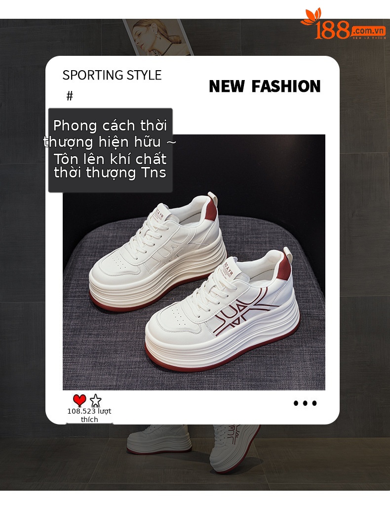 Giày sneaker nữ đế dày tăng chiều cao phong cách thể thao đa năng — M2985 lót đơn màu bạc, M2985-1 cộng với nhung đỏ, M2985-1 plus nhung bạc, M2985 lót đơn màu đỏ chi tiết 3