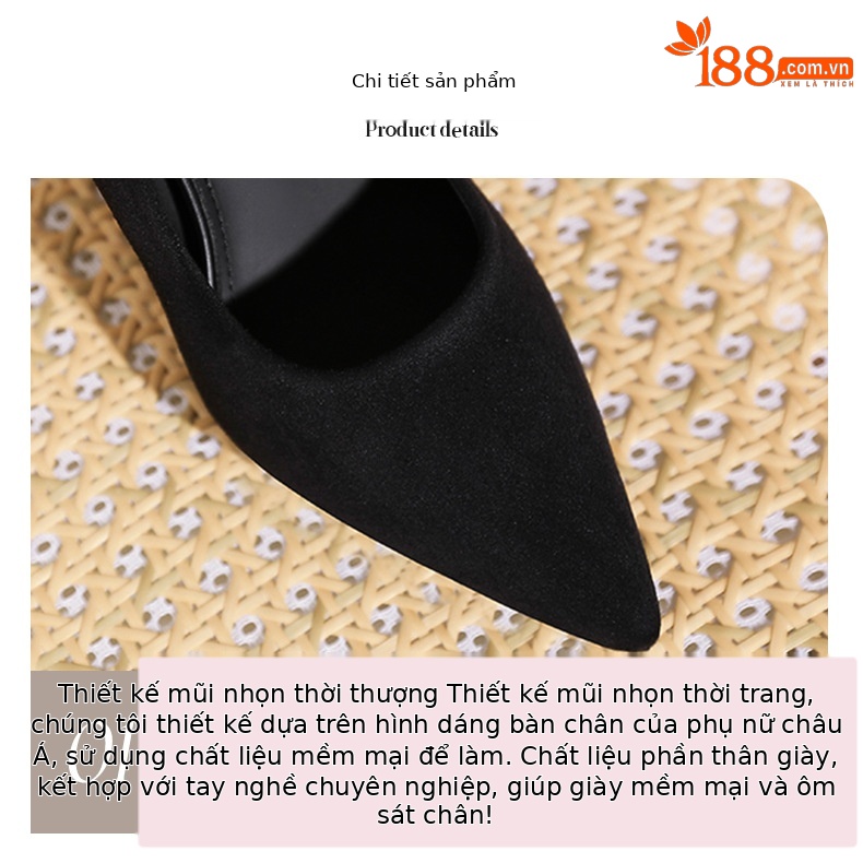 Giày cao gót mũi nhọn nữ tính đế platform gót 8 cm — Nhung đen-8cm chi tiết 4