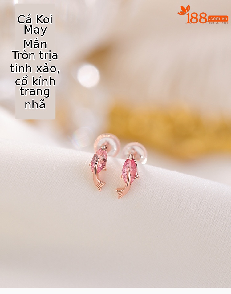 Bông tai bạc S925 mạ vàng hồng đính tourmaline phong cách Trung Hoa — Một cặp (màu tourmaline ngẫu nhiên) chi tiết 1