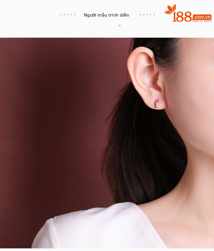 Bông tai bạc S925 mạ vàng hồng đính tourmaline phong cách Trung Hoa — Một cặp (màu tourmaline ngẫu nhiên) chi tiết 3