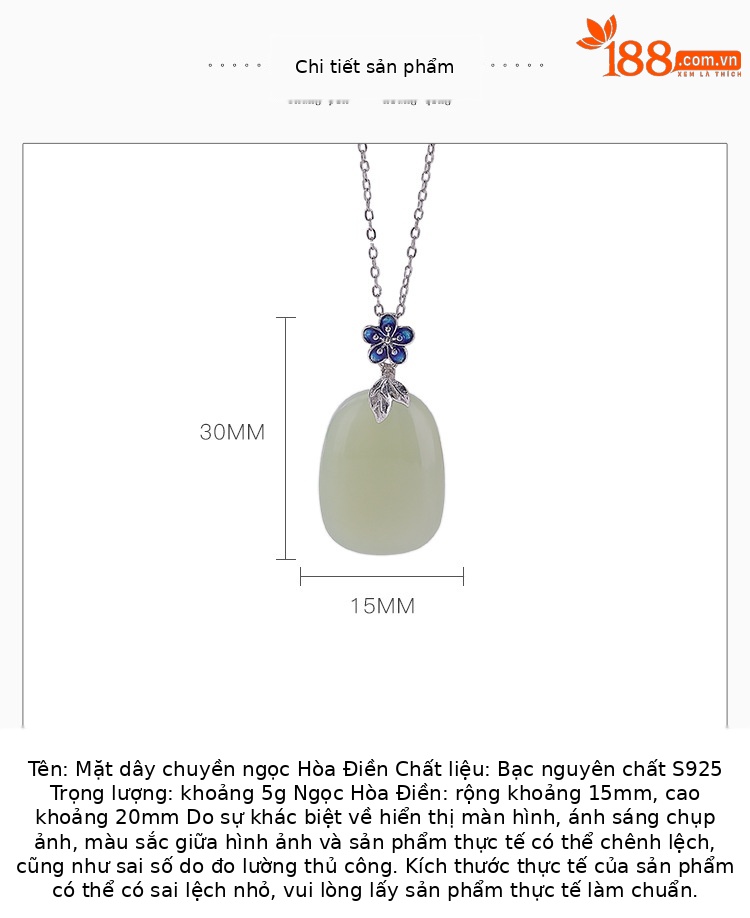 Mặt dây chuyền bạc S925 đính ngọc Hetian tự nhiên họa tiết hoa mận phong cách cổ điển — Mặt dây chuyền đơn (không bao gồm dây chuyền) chi tiết 3
