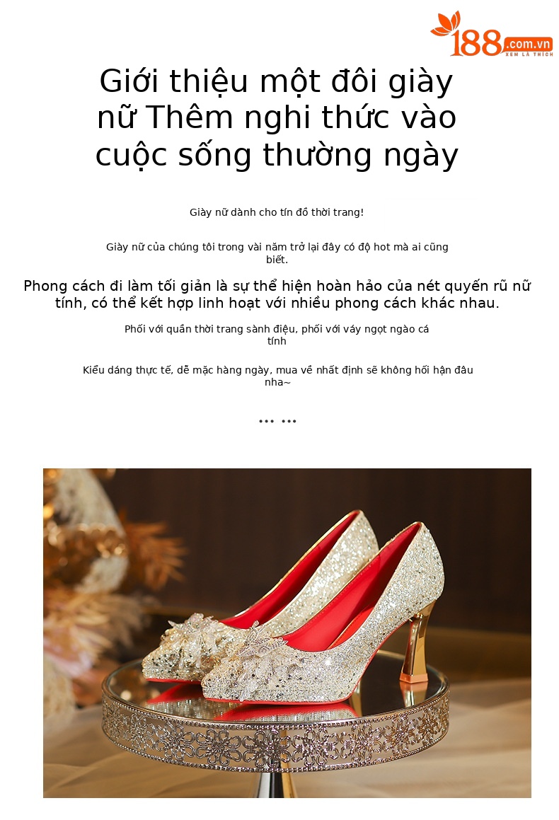 Giày cao gót nữ mũi nhọn đế xuồng platform, kiểu dáng thanh lịch, phù hợp tiệc cưới — sâm panh chi tiết 2