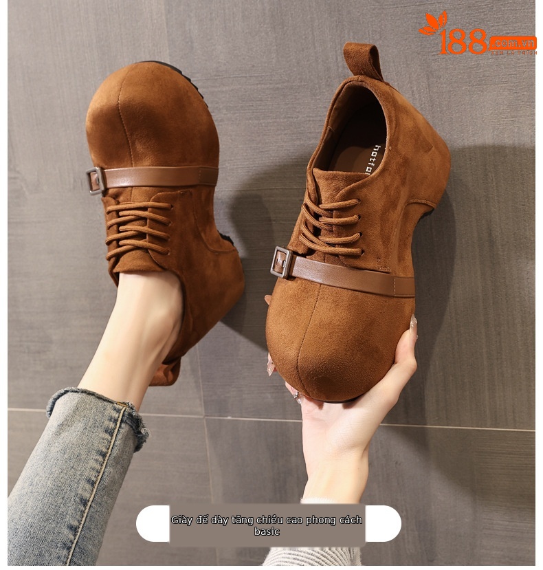 Giày lười nữ Birkenstock đế xuồng dày nâng chiều cao, đế mềm mùa thu — con lạc đà chi tiết 1