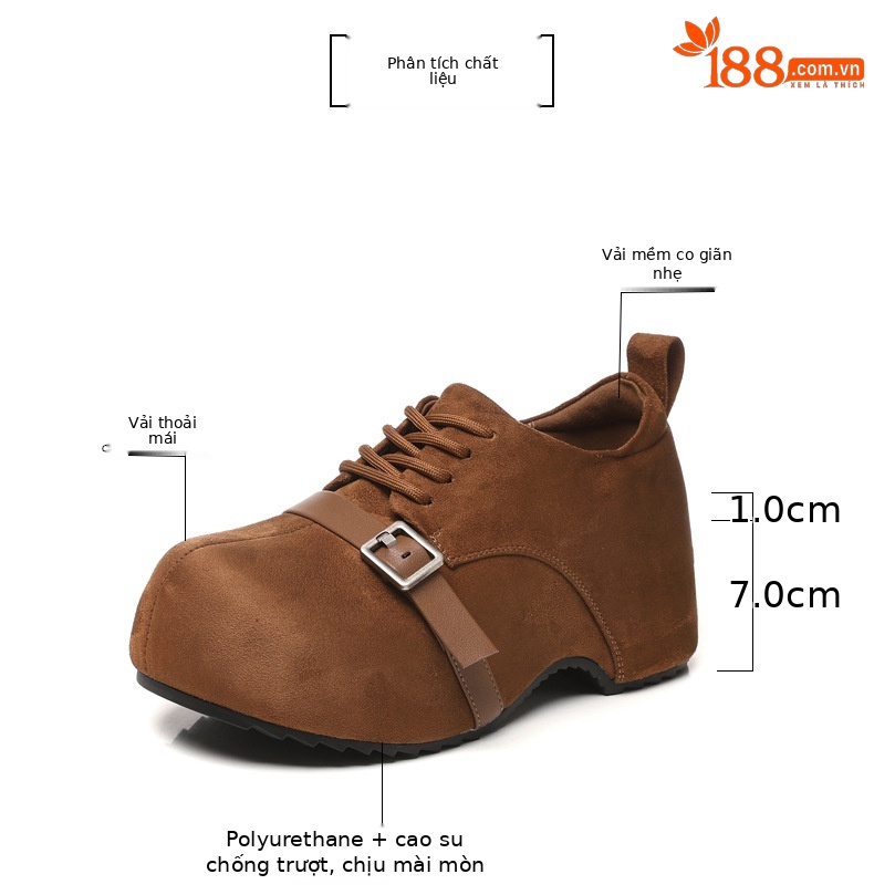 Giày lười nữ Birkenstock đế xuồng dày nâng chiều cao, đế mềm mùa thu — con lạc đà chi tiết 3