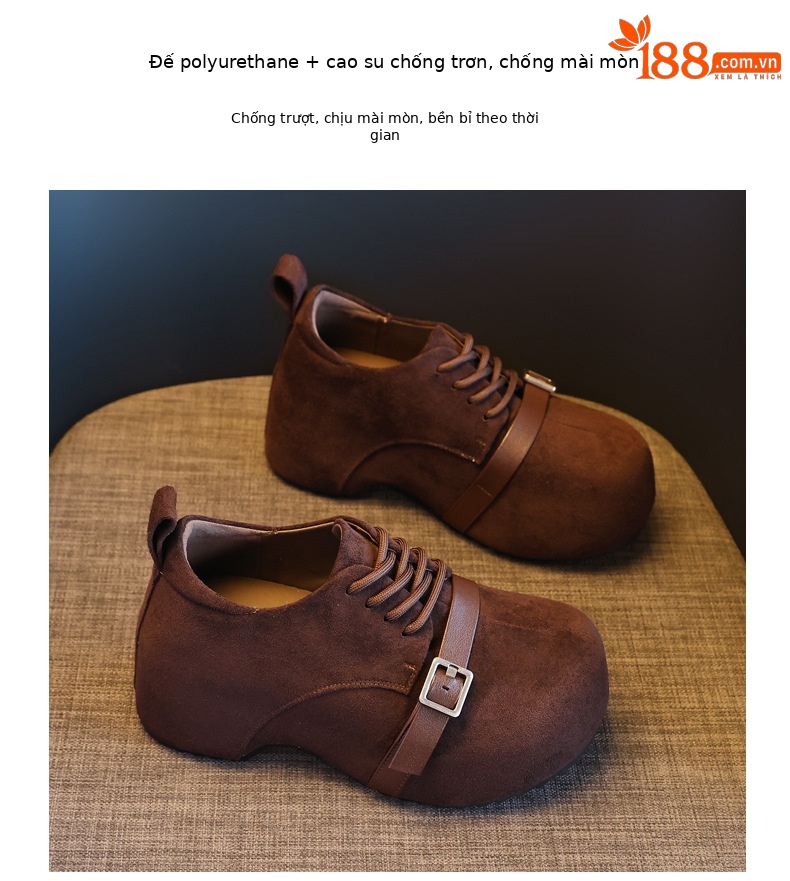 Giày lười nữ Birkenstock đế xuồng dày nâng chiều cao, đế mềm mùa thu — con lạc đà chi tiết 10