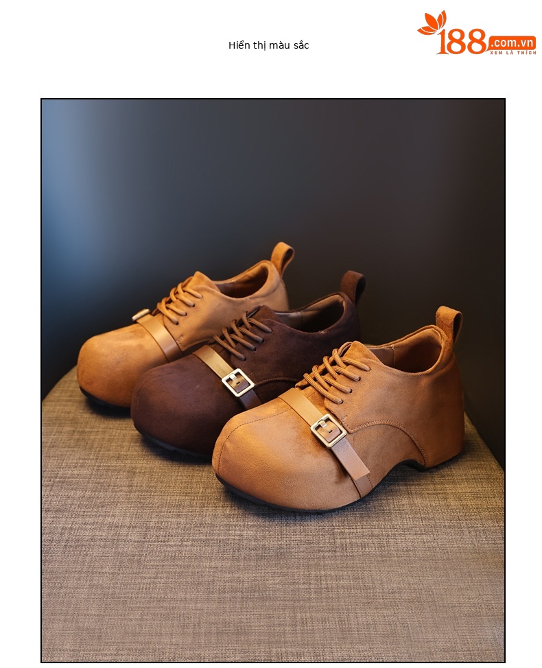 Giày lười nữ Birkenstock đế xuồng dày nâng chiều cao, đế mềm mùa thu — con lạc đà chi tiết 18