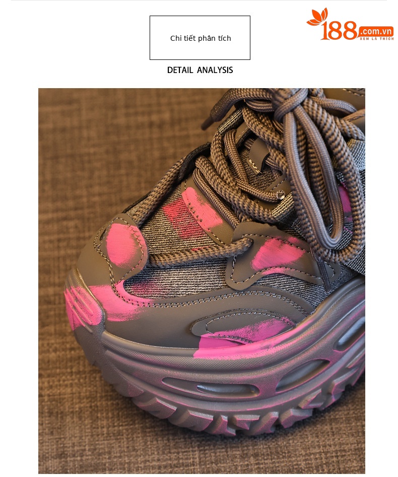Giày sneaker nữ chunky đế dày nâng chiều cao phong cách Hàn Quốc — màu đen chi tiết 7