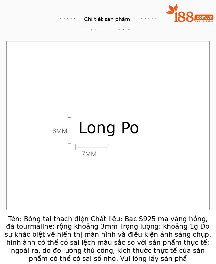 Bông tai bạc S925 mạ vàng hồng đính tourmaline hình nơ ánh sáng — Một cặp (màu tourmaline ngẫu nhiên) chi tiết 2